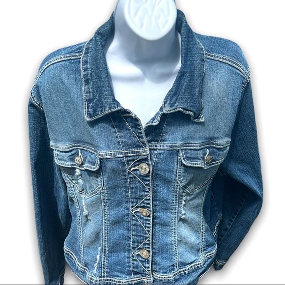 Amethyst Women’s Blue Denim Jacket With Silver Rhinestone Button’s Size 2X - Picture 13 of 14